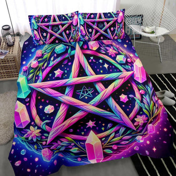 Magick Pentacle Witchcraft Bedding Set Crystal Pentagram Wiccan Bedding Set-MoonChildWorld