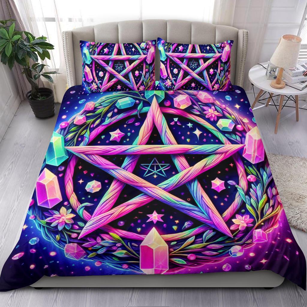 Magick Pentacle Witchcraft Bedding Set Crystal Pentagram Wiccan Bedding Set-MoonChildWorld