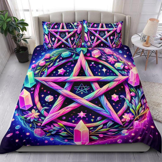 Magick Pentacle Witchcraft Bedding Set Crystal Pentagram Wiccan Bedding Set-MoonChildWorld
