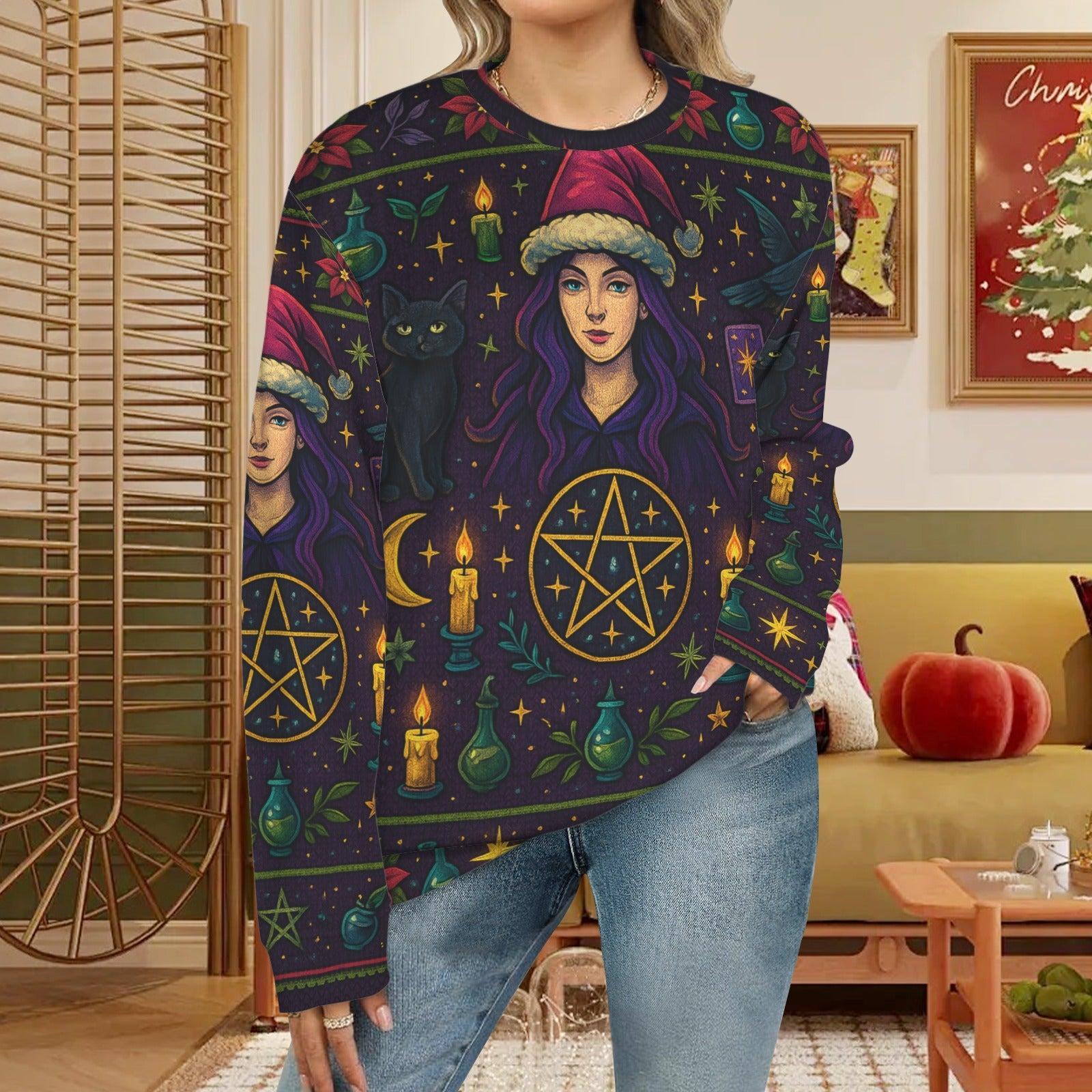 Magick Pentacle Witchy Christmas Sweater Wicca Yule Sweatshirt-MoonChildWorld