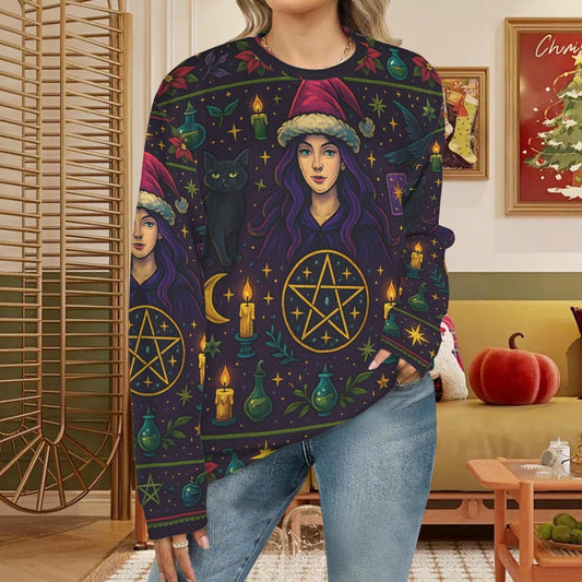Magick Pentacle Witchy Christmas Sweater Wicca Yule Sweatshirt-MoonChildWorld