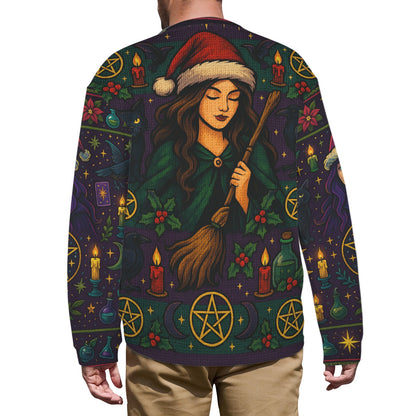 Magick Pentacle Witchy Christmas Sweater Wicca Yule Sweatshirt-MoonChildWorld
