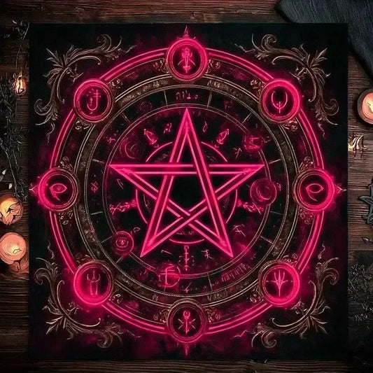 Magick Pentagram Wicca Altar Cloth - Witchcraft Tarot Tablecloth for Reading Divination Pagan Home Decor-MoonChildWorld