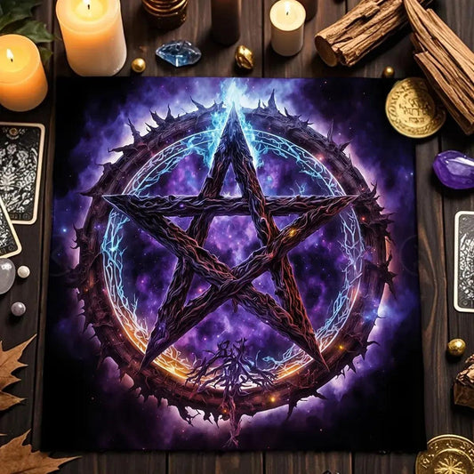 Magick Pentagram Witchcraft Tarot Tablecloth Witchy Altar Cloth for Divination Wicca Pagan Decor-MoonChildWorld