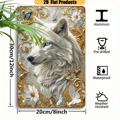 Majestic White Wolf Wall Art Spirit Wolf Metal Sign-MoonChildWorld