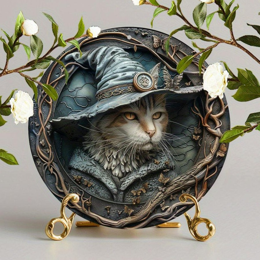 Majestic Wizard Cat Metal Sign Magic Cat Home Decor-MoonChildWorld