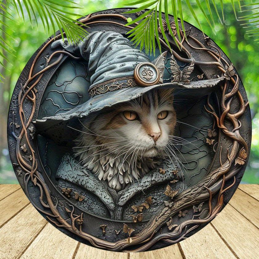 Majestic Wizard Cat Metal Sign Magic Cat Home Decor-MoonChildWorld