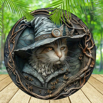 Majestic Wizard Cat Metal Sign Magic Cat Home Decor-MoonChildWorld