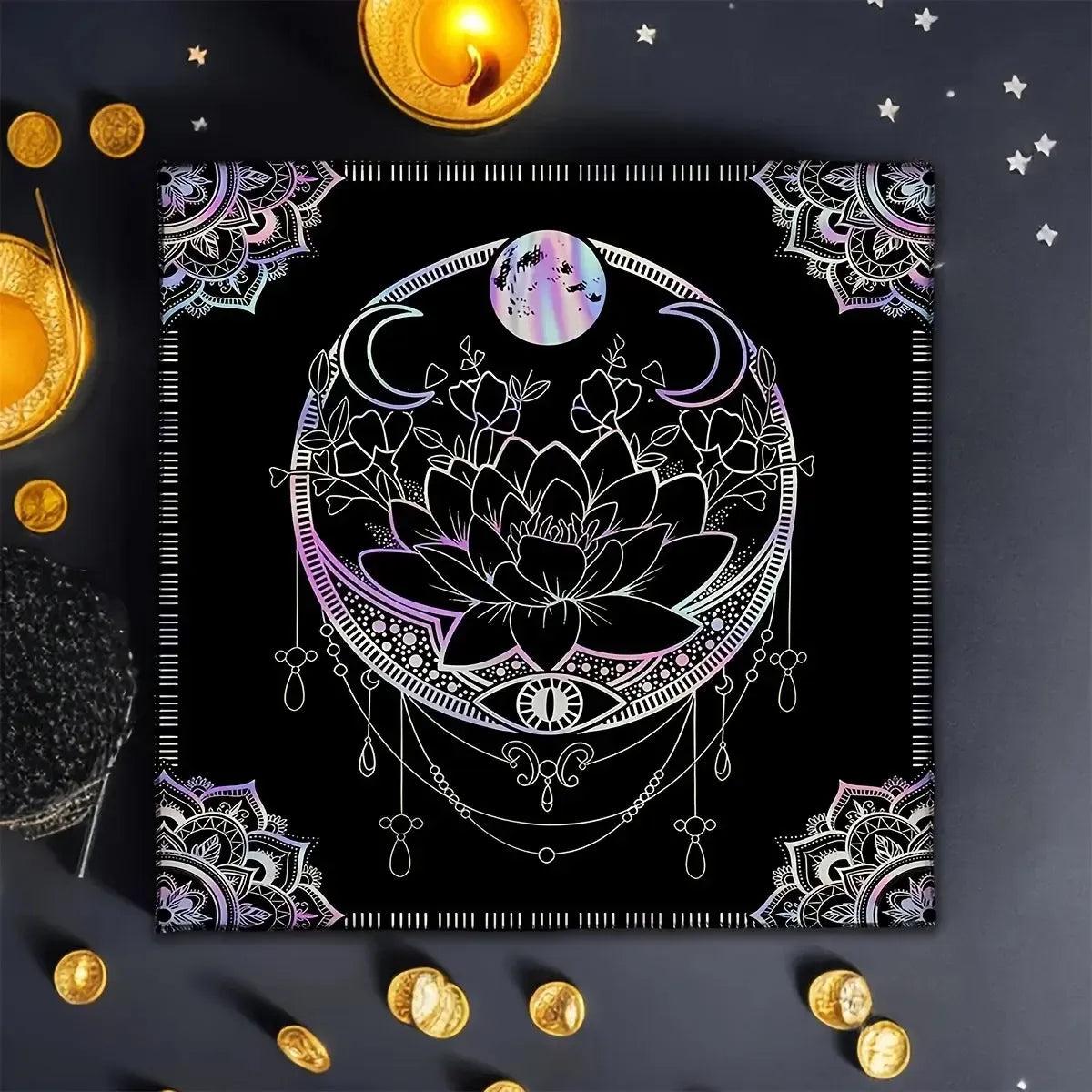 Mandala Design Pagan Altar Cloth Witchy Tarot Cloth for Reading Divination Witch Ritual Decor-MoonChildWorld