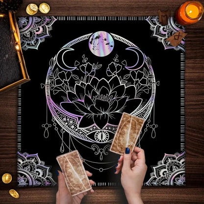 Mandala Design Pagan Altar Cloth Witchy Tarot Cloth for Reading Divination Witch Ritual Decor-MoonChildWorld