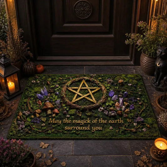 Element Pentagram Doormat – Pentacle Wicca Pagan Welcome Mat for Occult Decor_mockup_1.webp