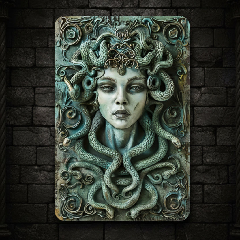Medusa Goddess Wall Decor Medusa Metal Sign Greek Mythology Decor-MoonChildWorld