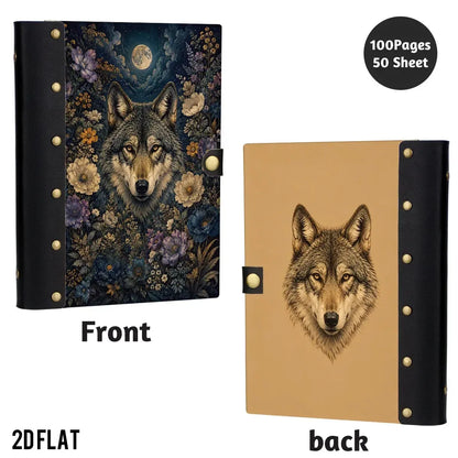 Midnight Moon Wolf Wildflower Journal - gifts for wolf lovers - MoonChildWorld