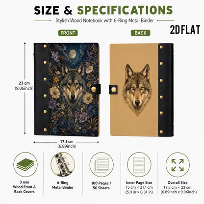 Midnight Moon Wolf Wildflower Journal - wildflower journal - MoonChildWorld
