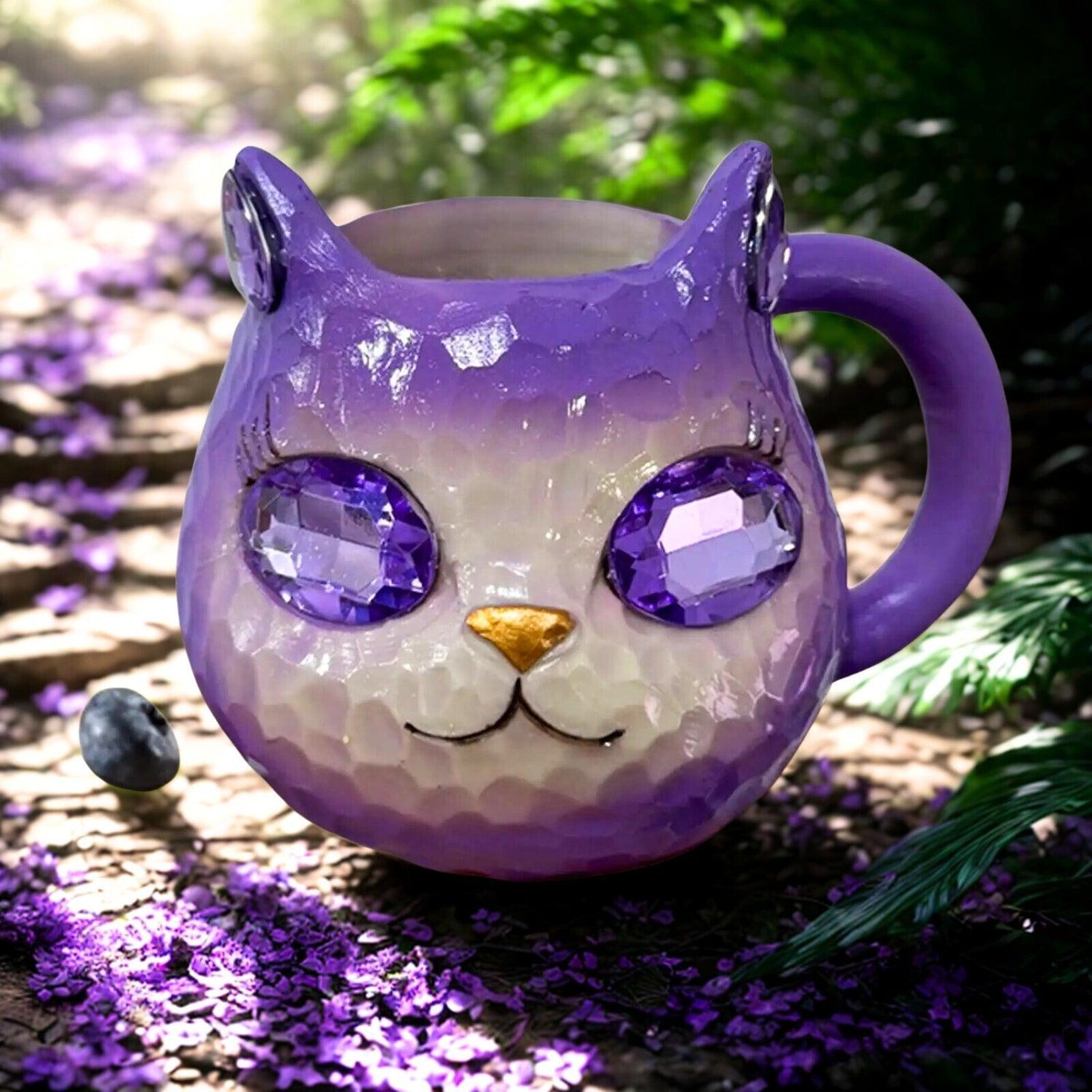 Mineral Crystal Resin Cat Coffee Cup Witchy Cat Mug for Cat Lover-MoonChildWorld