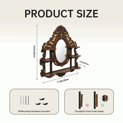 Wall mounted mirror shelf – witchy home decor crystal display