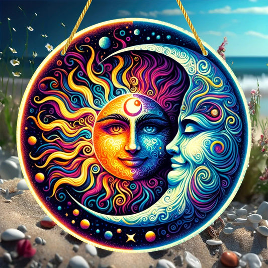 Sun Moon Goddess Suncatcher Celestial Acrylic Sign Sun Moon Window Hanging-MoonChildWorld