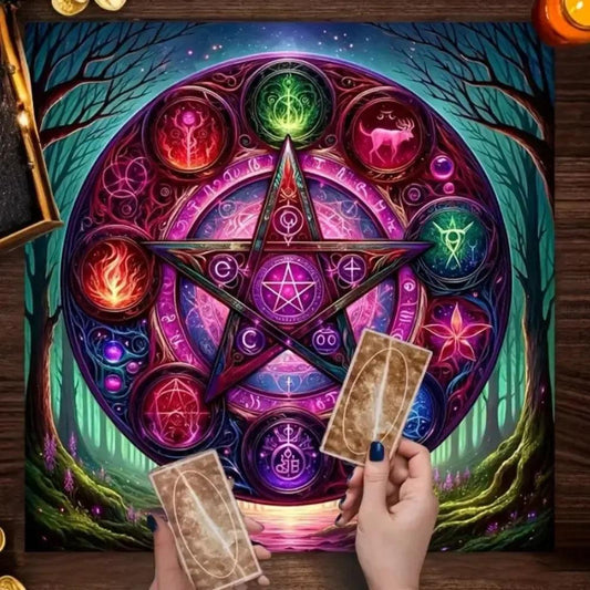 Magick Pentagram Witchcraft Tarot Tablecloth Witchy Altar Cloth for Divination Wicca Pagan Decor-MoonChildWorld