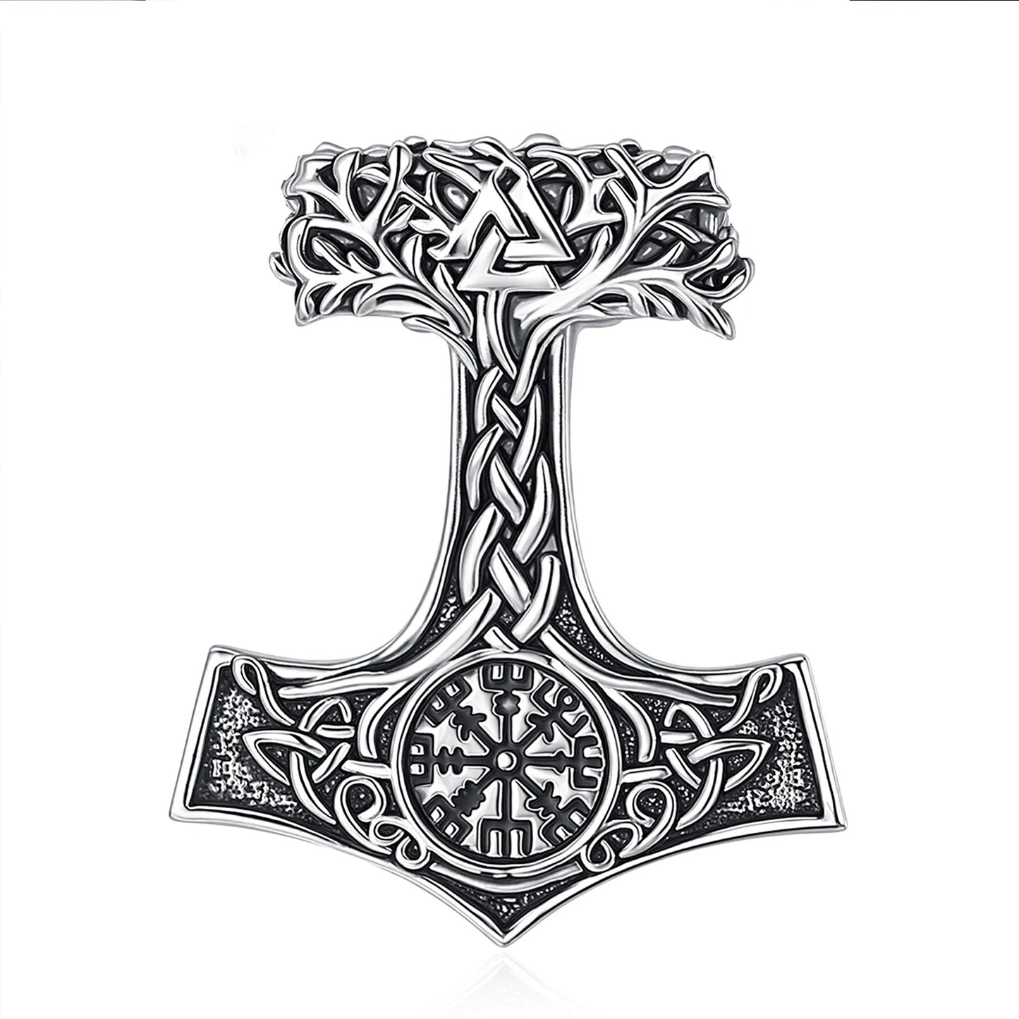 Mjolnir Thors Hammer Necklace Viking Compass Yggdrasil Tree of Life Pendant Nordic Pagan Jewelry-MoonChildWorld