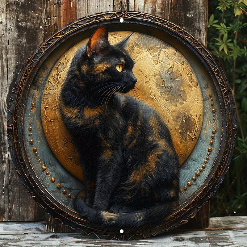 Moon Black Cat Metal Sign Mystic Decor-MoonChildWorld