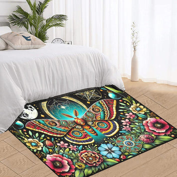 Moon Butterfly Area Rug Luna Moth Witchy Carpet