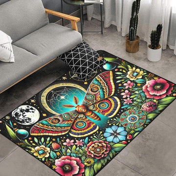 Moon Butterfly Area Rug Luna Moth Witchy Carpet-MoonChildWorld