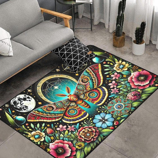 Moon Butterfly Area Rug Luna Moth Witchy Carpet