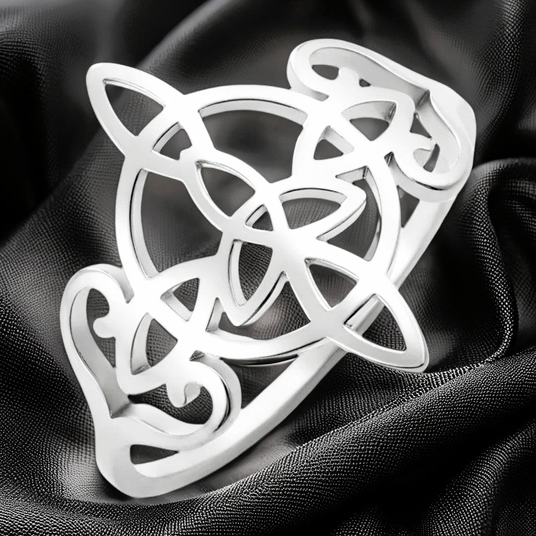 Moon Celtic Knot Open Ring Pagan Triquetra Witch Ring Witchcraft Jewelry-MoonChildWorld