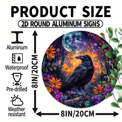Moon Crow Wall Sign Black Raven Metal Sign Mystic Home Decor-MoonChildWorld
