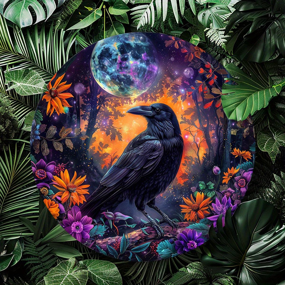 Moon Crow Wall Sign Black Raven Metal Sign Mystic Home Decor-MoonChildWorld