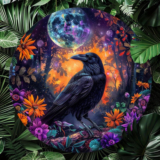 Moon Crow Wall Sign Black Raven Metal Sign Mystic Home Decor-MoonChildWorld
