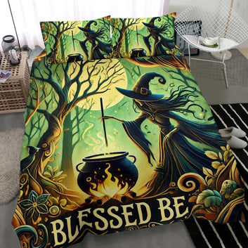 Moon Forest Witch Brewing Potion Halloween Bedding Set-MoonChildWorld