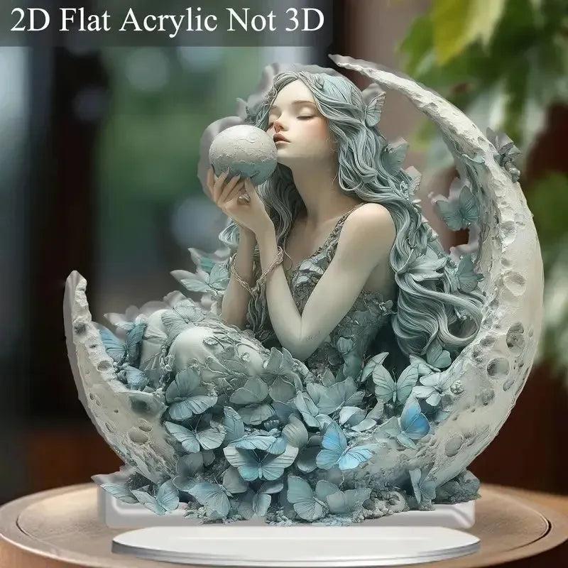 Moon Goddess Acrylic Decorative Plaque Desktop Decor Celestial Goddess Table Ornament-MoonChildWorld