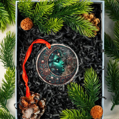 Moon Goddess Glass Ornament Celestial Christmas Ornament-MoonChildWorld