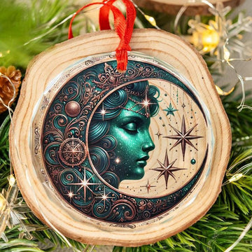 Moon Goddess Glass Ornament Celestial Christmas Ornament-MoonChildWorld