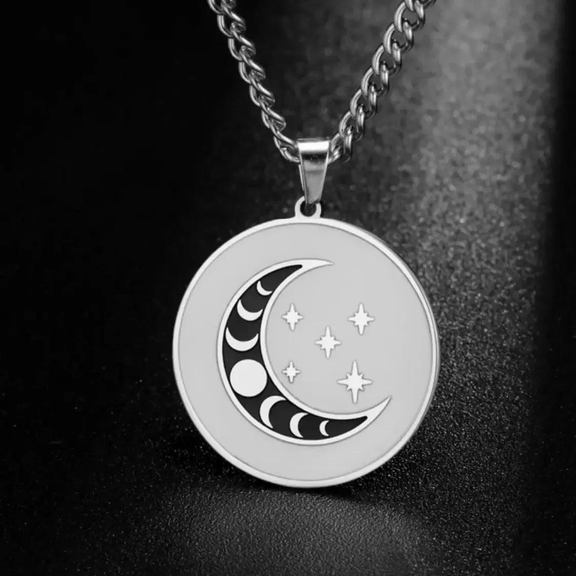 Moon Goddess Necklace Wicca Pagan Jewelry - Moon Phases Goddess of Night Pendant Double-sided-MoonChildWorld