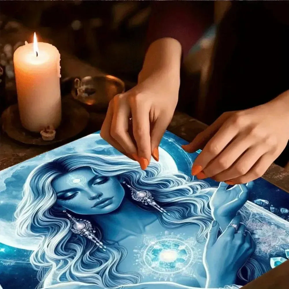 Moon Goddess Pagan Tarot Tablecloth Witchy Altar Cloth for Divination Wiccan Home Decor