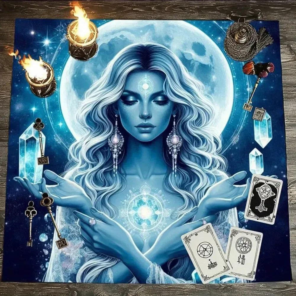 Moon Goddess Pagan Tarot Tablecloth Witchy Altar Cloth for Divination Wiccan Home Decor