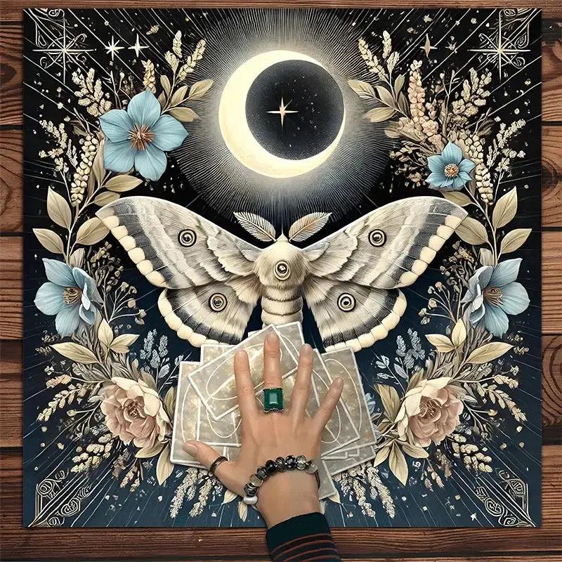 Moon Moth Wicca Altar Cloth - Witchy Tarot Tablecloth for Reading Divination Pagan Home Decor-MoonChildWorld