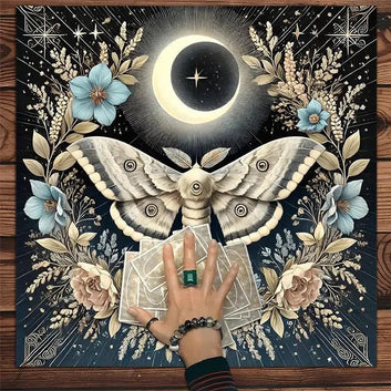 Moon Moth Wicca Altar Cloth - Witchy Tarot Tablecloth for Reading Divination Pagan Home Decor-MoonChildWorld