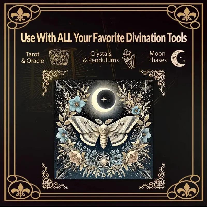 Moon Moth Wicca Altar Cloth - Witchy Tarot Tablecloth for Reading Divination Pagan Home Decor-MoonChildWorld