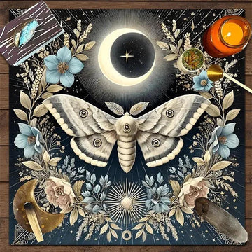 Moon Moth Wicca Altar Cloth - Witchy Tarot Tablecloth for Reading Divination Pagan Home Decor-MoonChildWorld
