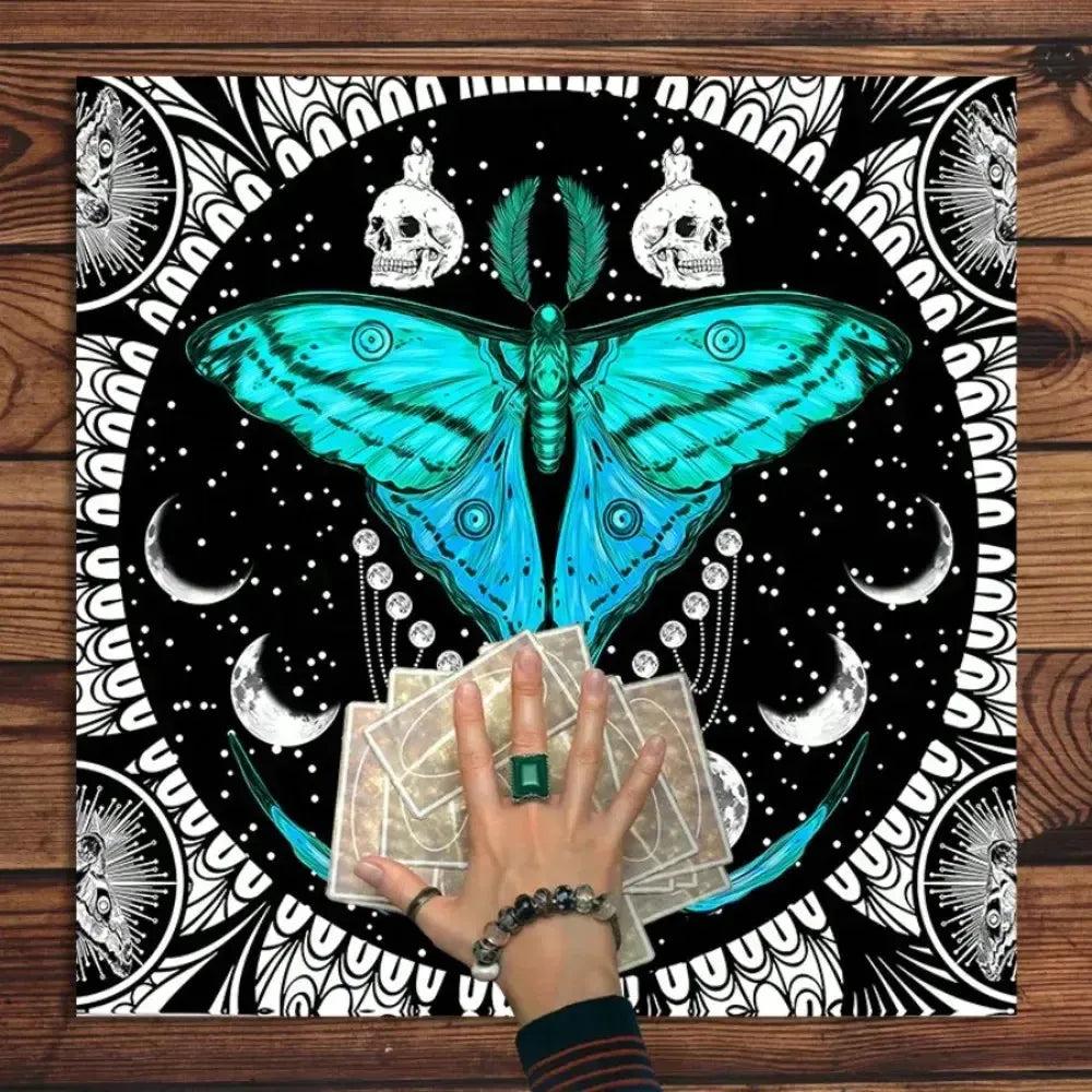 Moon Phase Butterfly Wiccan Altar Cloth Celestial Tarot Tablecloth Ritual Pagan Decor-MoonChildWorld