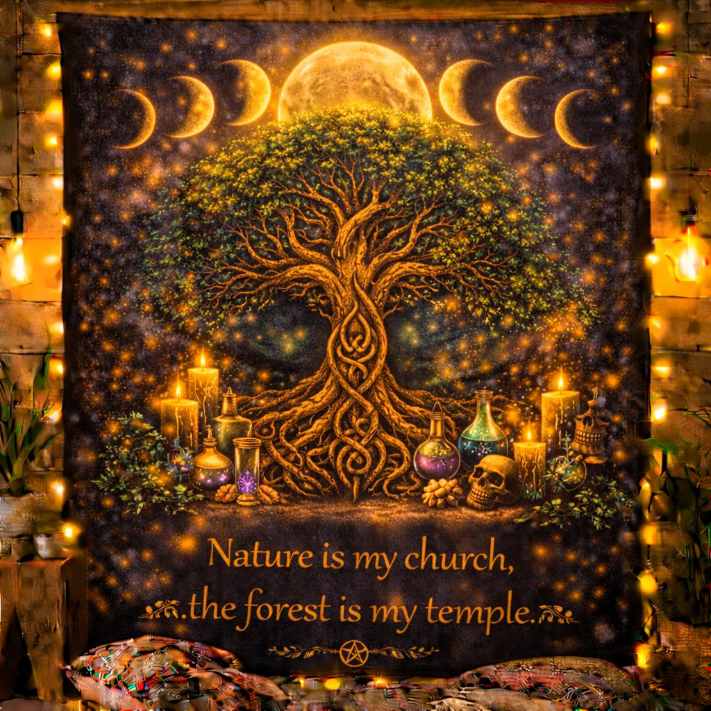 Moon Phase Celtic Knot Tree of Life Pagan Tapestry Wicca Spiritual Wall Hanging-MoonChildWorld