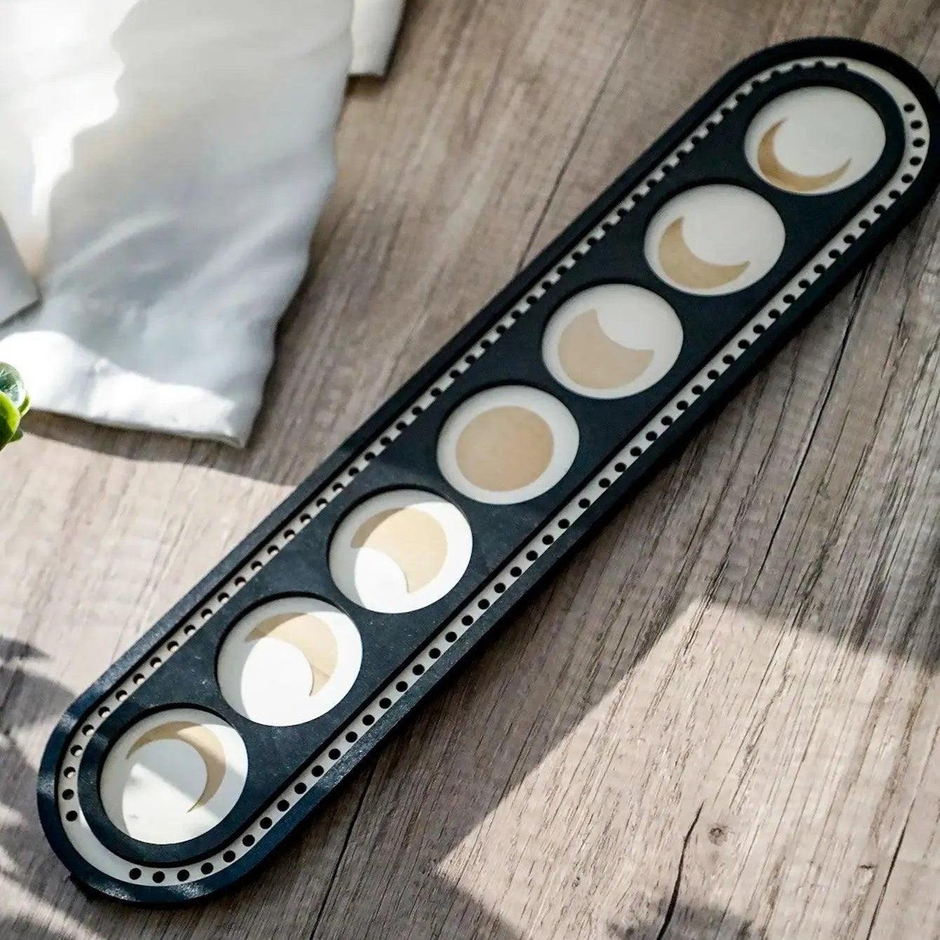 Moon Phase & Chakra Crystal Wall Shelf Wooden Hanging Display for Healing Stones Wicca Home Decor Wall Hanging-MoonChildWorld