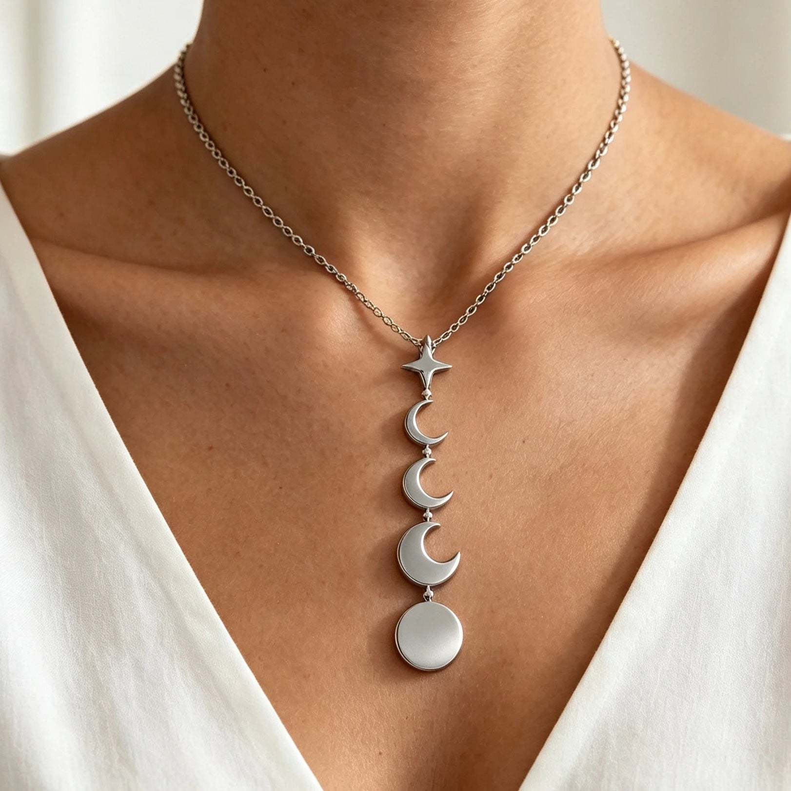 Moon Phase Lunar Cycle Pendant Necklace Celestial Jewelry-MoonChildWorld