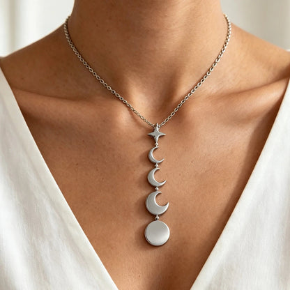 Moon Phase Lunar Cycle Pendant Necklace Celestial Jewelry-MoonChildWorld