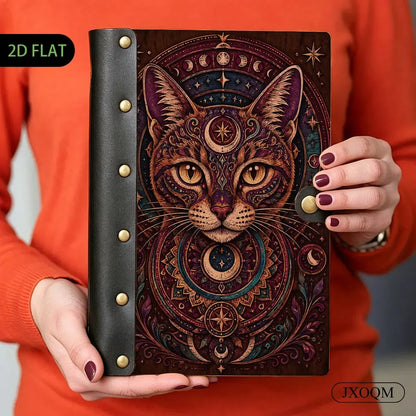 Moon Phase Mystical Cat Journal - witch cat journal - MoonChildWorld