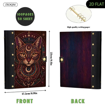 Moon Phase Mystical Cat Journal - refillable grimoire - MoonChildWorld