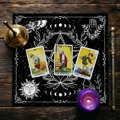 Moon Phase Pentacle Wicca Altar Cloth Pagan Tablecloth For Rituals, Tarot Reading & Home Decor-MoonChildWorld